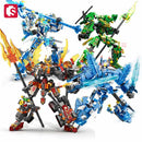 SEMBO Transforming Mech Robot Assemblage Building Blocks Kits MOC Tank Helicopter Fighter Battleship Models Kids Toys Boys Gifts
