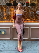 The Meridian Line | Colour-Block Halter Maxi Dress