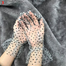 Retro Spring Summer Women Short Tulle Gloves White Black Wedding Gloves Stretchy Lace Full Finger Mittens Mesh Translucent Glove