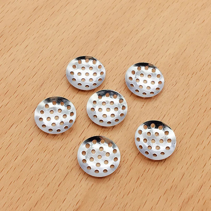 50Pcs 14-25mm Brooch Base Round Blank Tray Brooches Ring Earring Beaded Back Hole Pad Mesh Cabochon Bezel Setting Jewelry Making