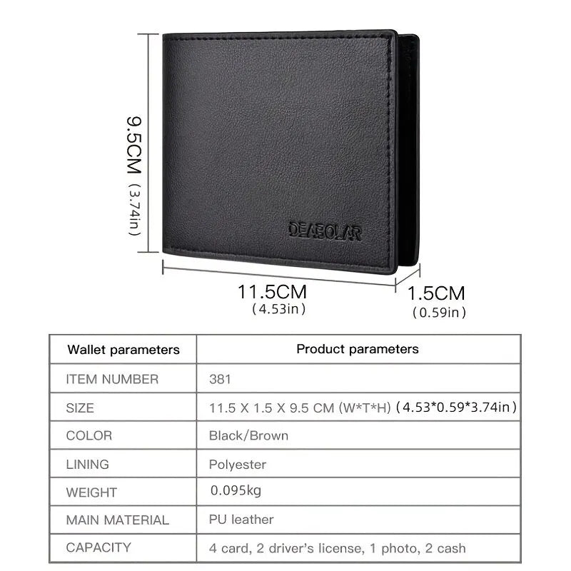 Horizontal Wallet Men Short Business Multifunctional Credit Card Holder PU Leather Men Wallet