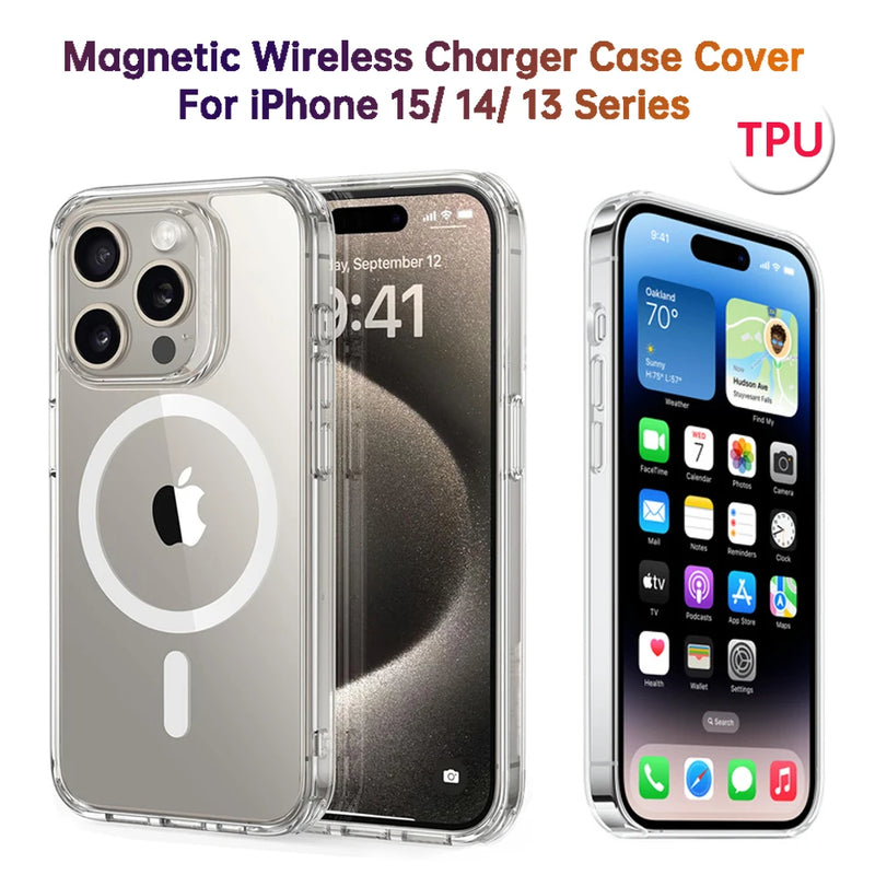For Magsafe Magnetic Case For Iphone 15 Pro Max 14 Tpu Phone Cases For Iphone 15 Plus 15pro 14pro 13 Mini 12 Protective Fundas