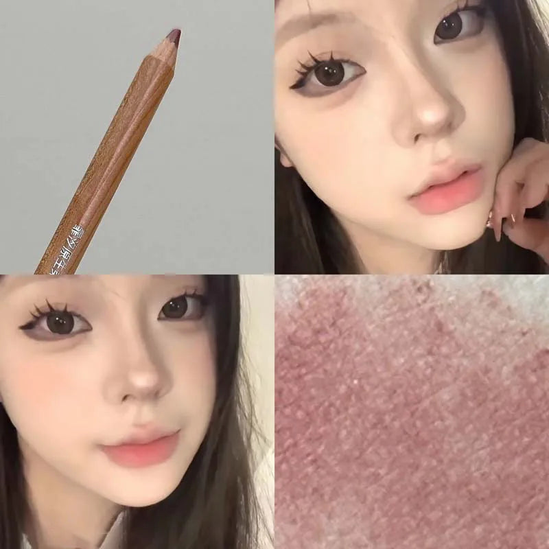 Matte Lipliner Wood Pencil Waterproof Velvet Brown Red Lip Contour Pen Lip Liner Lipstick Lasting Non-stick High Pigment 12Color