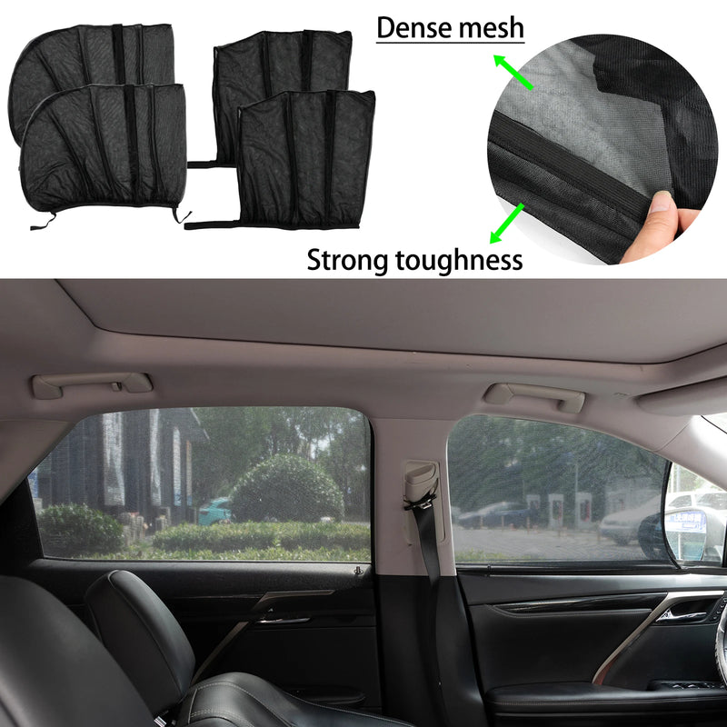 4pcs Car Sun Shade Styling Accessories UV Protect Curtain Front Rear Side Window Sunshade Mesh Sun Visor Protection Window Films