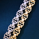 CUC Iced Out Byzantine Link Bracelet Cubic Zirconia Gold Color Men Hiphop Chain Fashion Rock Jewelry 13mm