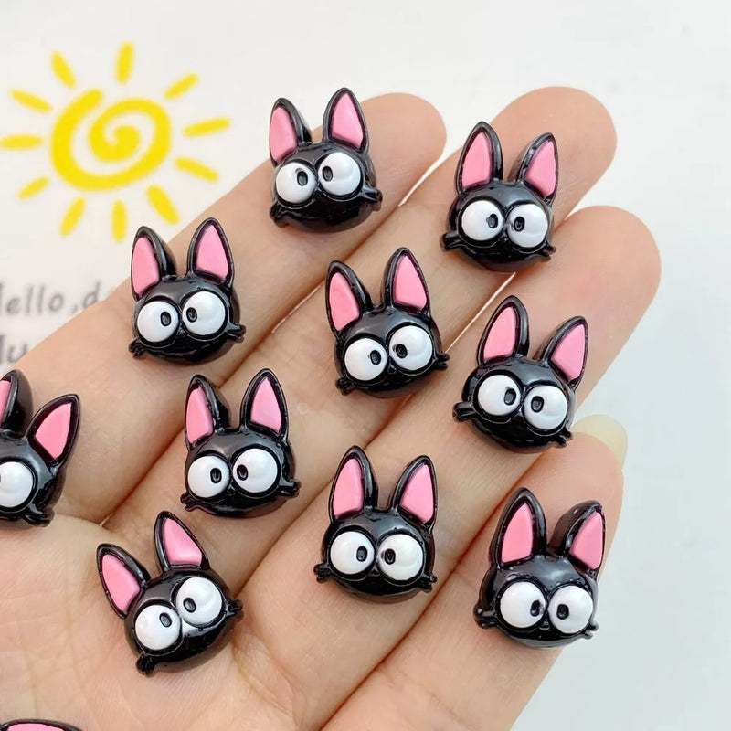 10/20Pcs New Cute Resin Cartoon Black Cat Flat Back Manicure Parts Embellishments For Hair Bows Accessories