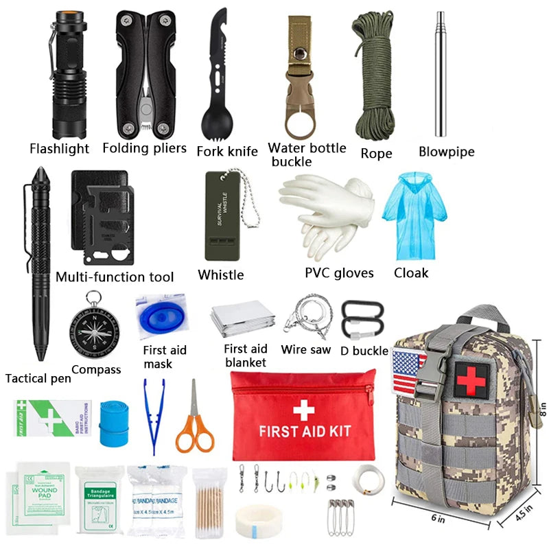 Survival First Aid Kit Survival Full Set Molle Outdoor Gear Emergency Kits Trauma Bag Camping Hiking IFAK Adventures