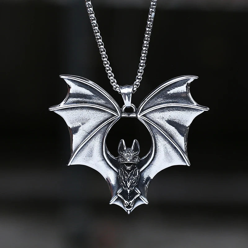 Punk Biker 2023 New 316L Stainless Steel 3D Bat Pendant Detailed Necklace Animal Jewelry High Quality Boyfriend Gift Accessories