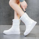 Thicken plush Waterproof Snow Boots Women's Short Boots Wild Joker White Botties Warm Botas Winter Shoes Black White Front Zip