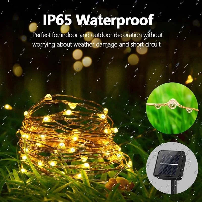 Outdoor Solar String Lights Waterproof Garden Fairy Lights with 8 Lighting Modes for Patio Trees Christmas Wedding Party Decor