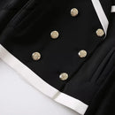 MoaaYina Fashion Runway Autumn Winter Jackets Coat Women Turn-down Collar Long Sleeve Double buckle Lady Black Office Outerwear