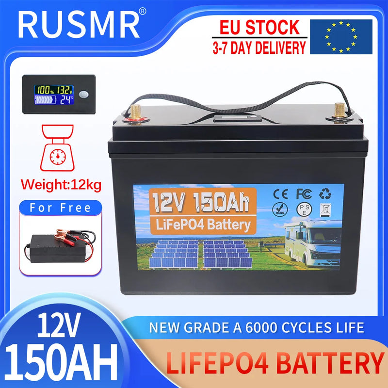 12V 24V 60AH 120Ah 200Ah 300AH LiFePO4 Battery Built-in BMS Lithium Iron Phosphate Cells For RV Campers Golf Cart Solar Storage