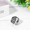 BONISKISS Men's Cross Ring Retro Jerusalem stainless steel signet ring Religious ring Father's Day Baptism Easter Holiday gift