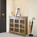 4 Tier Wooden Shoes Rack Organiser with 3 Hollow Doors