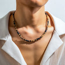 Trendy Small Wood Beads Necklace Men Vintage Short Beaded Chain Choker Necklaces 2023 Fashion Jewelry Collar on Neck Accessories