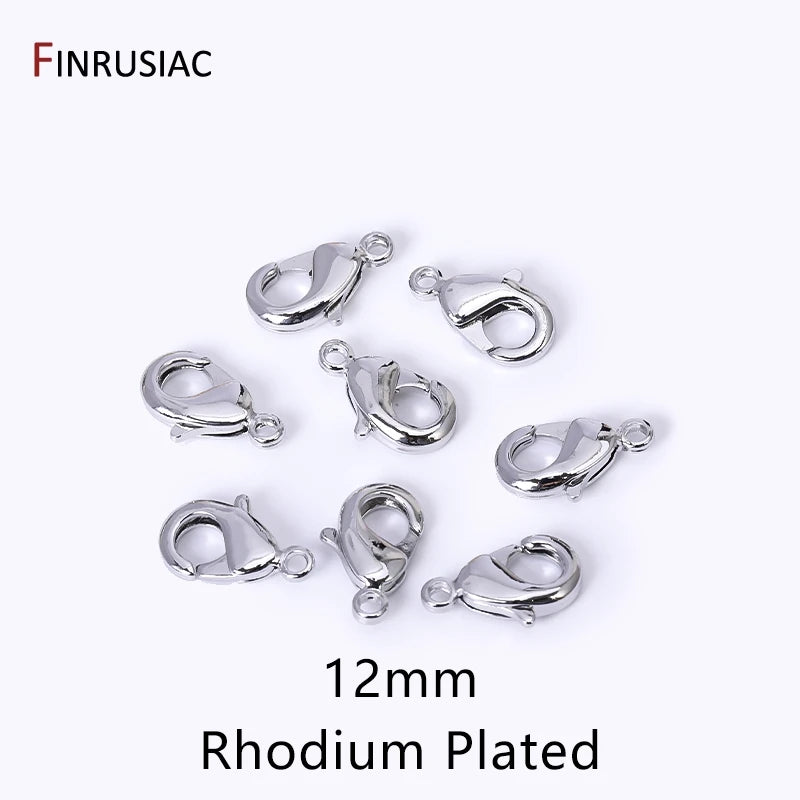 14k/18k Gold Plated Brass 10mm 12mm Lobster Clasps For Jewelry Making, Handmade DIY Jewelry Necklace Accessories Wholesale