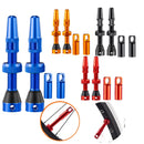 1 Pair Bicycle Valve CNC Aluminum 40/44mm Road Bike Tubeless Tire Valve Value Core Remover Tool with Caps for Road Tubeless Tire