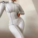 Habbris Fall Ribbed Black Jumpsuit Women Turtleneck Long Sleeve Jumpsuit White Bodycon Jumpsuit Winter One Piece Outfits Women