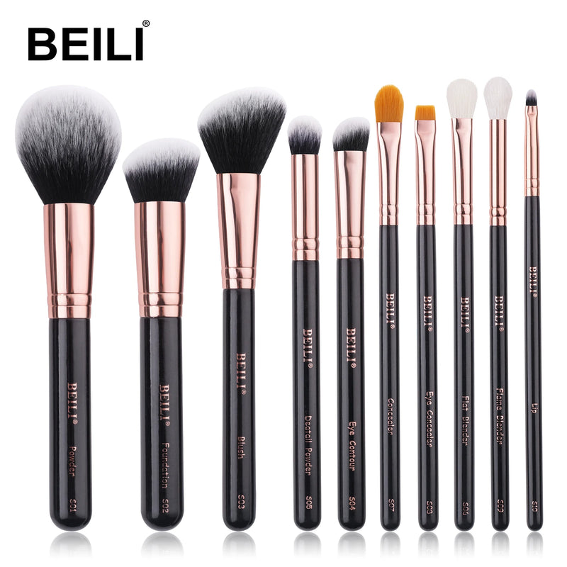 BEILI 8-10PCS Makeup Brushes Powder Foundation Highlight Concealer Eyeshadow Blending Make Up Brush Set pinceaux de maquillage