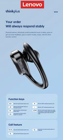 Lenovo XT80 Wireless Headphones Bluetooth 5.4 Earphones True with Mic Button Control Noise Reduction Earhooks Waterproof Headset