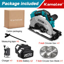 Kamolee 7 inch 21V 6.0Ah 6000mAh Electric Circular Saw  for Home DIY Compatible Makita 18V Battery