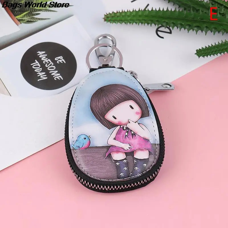 Fashion 1Pc Cartoon Women Key Bag Girl Students Leather Key Wallets Key Case For Car Key Chains Cover New Lovely Key Holder