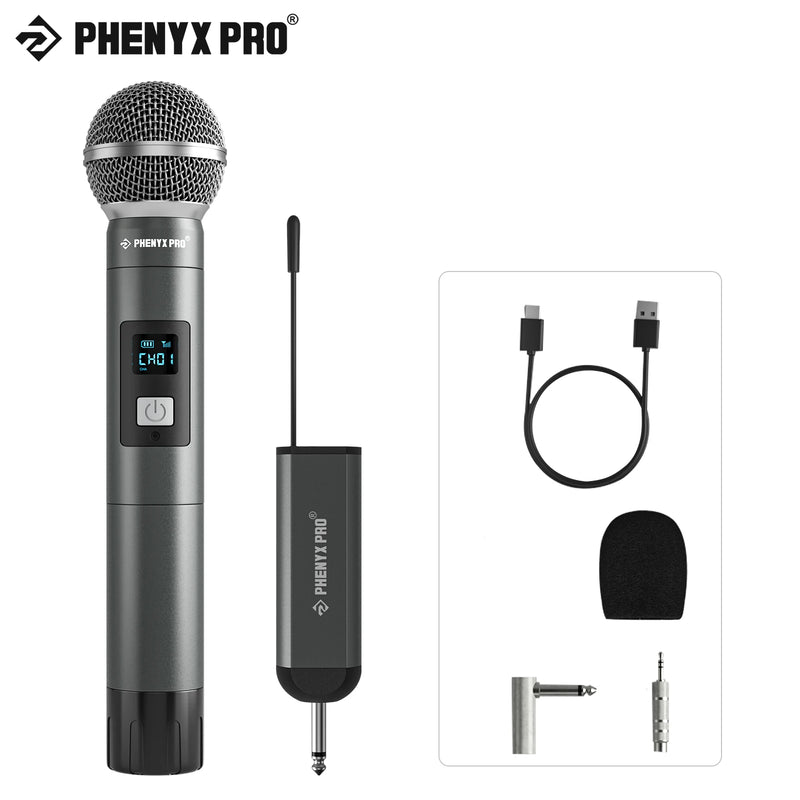 Phenyx Pro Dual Digital Wireless Microphone System w/ 2x15 UHF Channels, Handheld/Bodypack Transmitters(PDP-2)