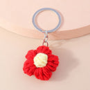 Lovely Handmade Knitted Flower KeychainCrocheted Key Rings for Women Girls Handbag Pendants Charms DIY Jewelry Gifts