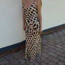 Polka Dots Print Detachable Scarf Sling Dress 2026 New Ladies Slim V-neck Spaghetti Strap Long Robes Women's Beach Dresses