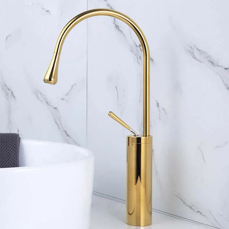 Bathroom Basin Faucets High Mixer Sink Tall Taps Washbasin Water faucet Hot Cold 360 Tapware Crane Brass Black Rose gold White