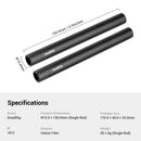 SmallRig 15mm Carbon Fiber Rod for 15mm Rod Support System (Non-Thread), 12 / 9 / 8 / 6 / 4 inches Long 2pcs/set for DSLR Camera