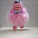 Sleeping Baby Keychain Cute Soft Fluffy Plush Doll Key Ring Women Girl Bags Pendant Backpack Accessories Gifts