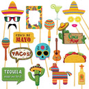 20Pcs Fiesta Mexican Party Cinco De Mayo Photo Booth Props for Mexican Cactus Taco Theme Party Decoration Birthday Party Supply