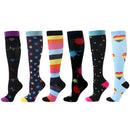 6 PAIRS Compression Socks Flowers Animal Fruit for Men Women Running Nurse Socks Nurses Sport Ladies Lady Womens Running