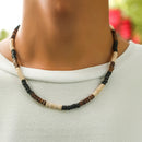 Trendy Small Wood Beads Necklace Men Vintage Short Beaded Chain Choker Necklaces 2023 Fashion Jewelry Collar on Neck Accessories