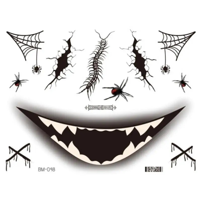 Halloween Scary Tattoo Stickers Crawl Scary Eye-catching Evil Unique Ghost Face Accessories Horror Movie Style Makeup Fake Scar