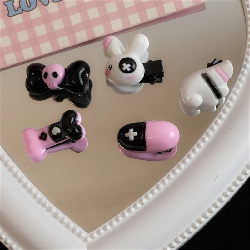 5Pcs/Set Fashion Punk Y2K Hairpins Halloween Skull Barrettes for Women Girls Lolita Mini Hair Clips Hair Accessories