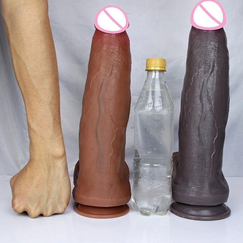 Huge Realistic Brown Giant Long Dildo Soft Silicone Vaginal Masturbators Penis Erotic Toy for Women Suction Cup Thick Glans Dick
