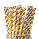 25pcs Foil Gold Silver Disposable Drinking Paper Straws Rainbow for Birthday Wedding Christmas Party Event Supplies