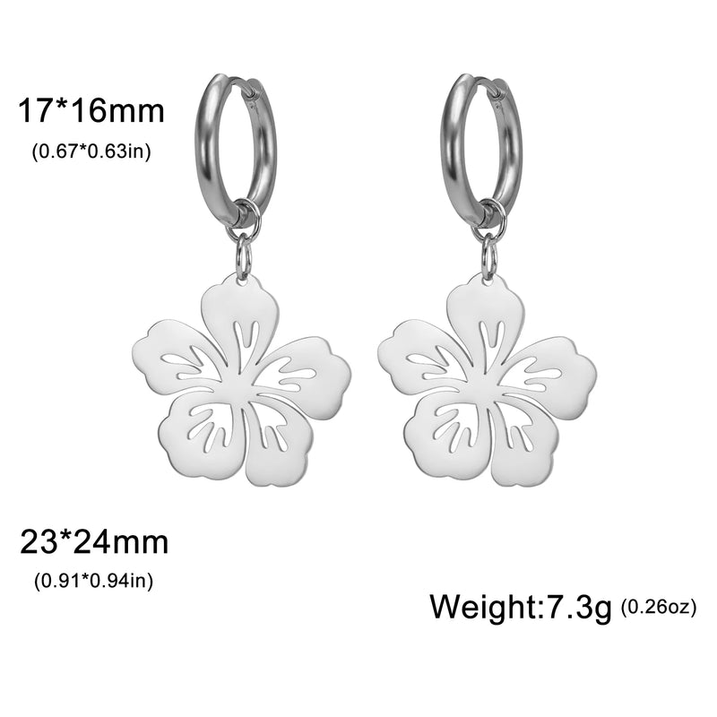 Skyrim Women Girls Flower Stud Earring Stainless Steel Gold Color Bohemian Drop Earrings Korean Fashion Jewelry Christmas Gift