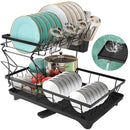 Dish Drying Rack 2-Tier Compact Kitchen Dish Rack Dish Drainer with Chopstick Cylinder Kitchen Drainer rack with spout