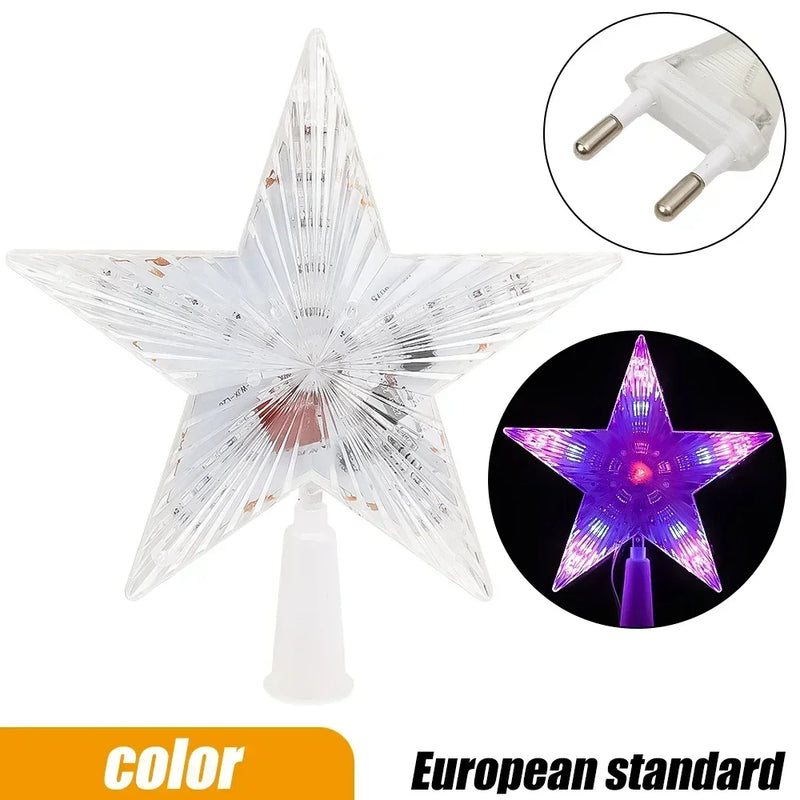 Christmas Star Tree Topper Lights LED Glowing Star Lamp Sparkling Night Light Xmas Tree Top Ornaments New Year Home Party Decor