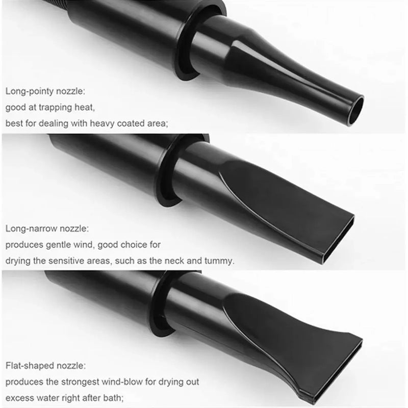 2800W Dog Blow Dryer Adjustable Speed Temperature Control with 3 Nozzles, Extendable Hose for Pet Hair Grooming, Vehicle Dryer