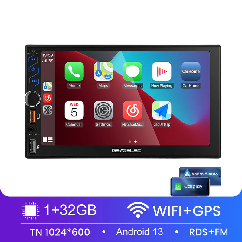 7 Inch Car Radio 2 Din Android 13 Carplay Android Auto Universal Car Multimedia Player Autoradio HD Touch Screen FM Bluetooth
