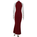 2026 Women's Elegant Shiny Red Sleeveless Long Dress Sexy Slim Bodycon Sequin Maxi Gown for Party Fashion Solid Color Robe