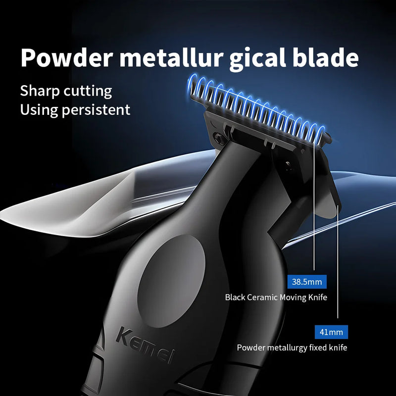 Kemei 2299 Barber Cordless Hair Trimmer 0mm Zero Gapped Carving Clipper Detailer Professional Electric Finish Cutting Machine