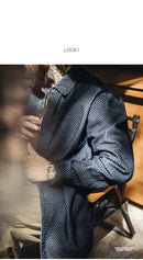 Maden Retro Loose Long-sleeved Denim Shirt Checkered Lapel Single-breasted Jacket for Men Spring and Fall Versatile Outerwear