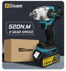 Gisam 520N.M Brushless Electric Impact Wrench Cordless Electric Wrench 1/2inch for Makita 18V Battery Pin Screwdriver Power Tool