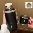 JUSTINLAU 600/800ML Thermos Cup Kitchen Vacuum Flasks with Tea Strainer Stainless Steel Portable Travel Thermal Water Bottles