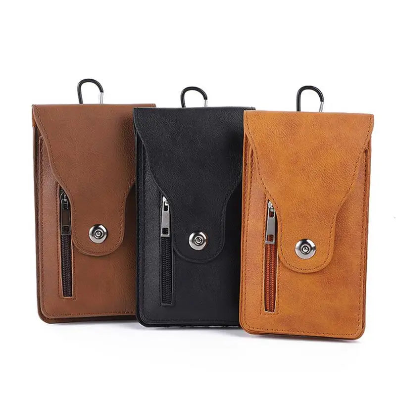 Fashion Leather Male Waist Pack Phone Pouch Bags Waist Bag Men's Belt Bag Multifunctional Water Proof Waist Bag Crossbody Bags